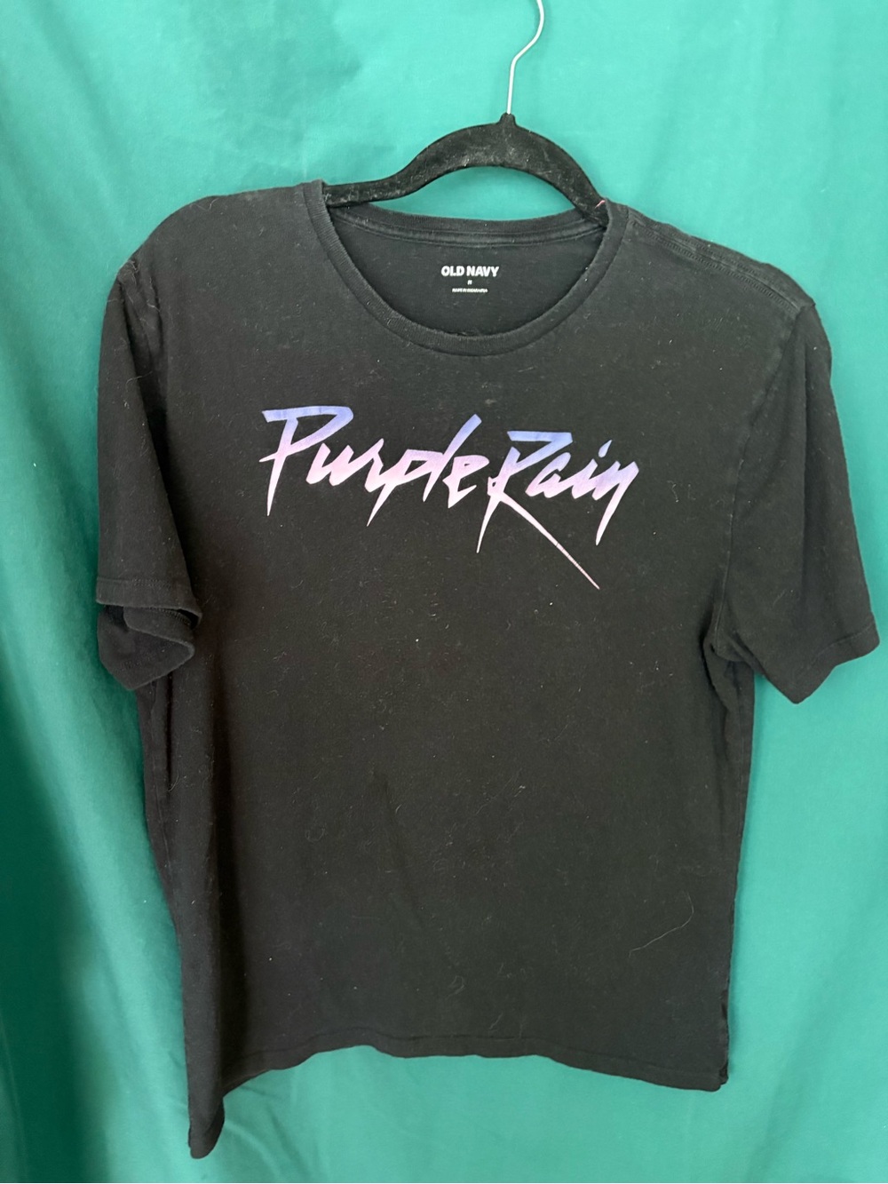 Purple rain Black Tee with Purple Gradient Script